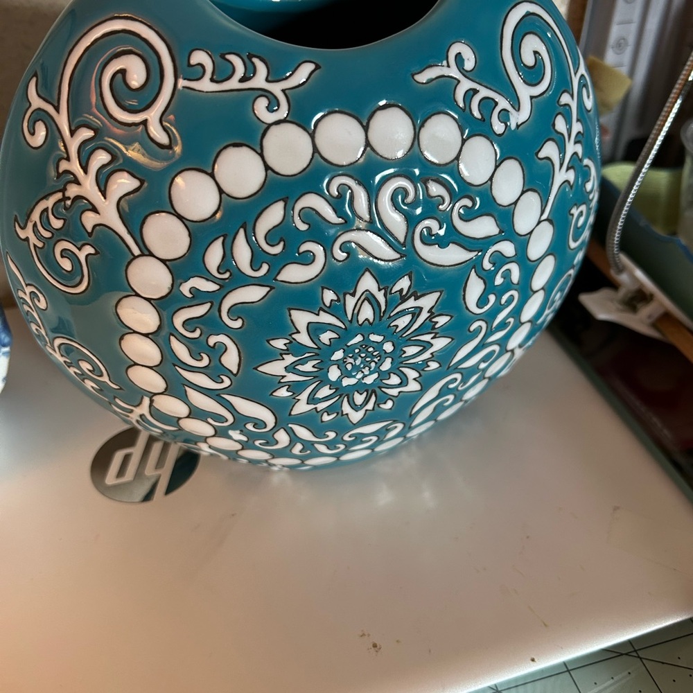 Decorative Blue and White Ceramic Vase